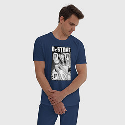 Пижама хлопковая мужская Dr Stone цвета тёмно-синий — фото 2