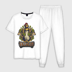 Пижама хлопковая мужская Valheim рыцарь и львы, цвет: белый