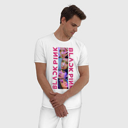 Пижама хлопковая мужская BLACKPINK Neon, цвет: белый — фото 2