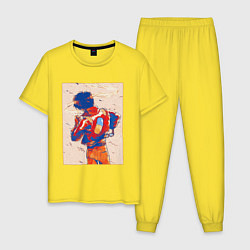 Пижама хлопковая мужская Акира цвета желтый — фото 1