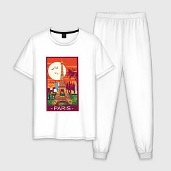 Пижама хлопковая мужская Париж, цвет: белый