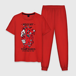 Пижама хлопковая мужская Сердце стимпанк, цвет: красный