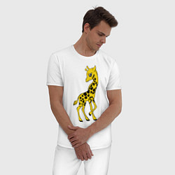 Пижама хлопковая мужская Маленький жираф, цвет: белый — фото 2