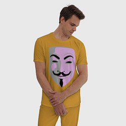 Пижама хлопковая мужская Маска Гая Фокса, цвет: горчичный — фото 2