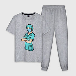 Пижама хлопковая мужская Медсестра Медработник Z, цвет: меланж