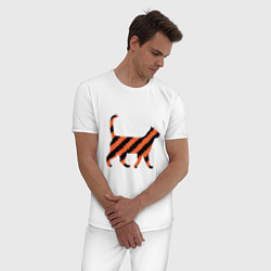 Пижама хлопковая мужская Black-Orange Cat, цвет: белый — фото 2