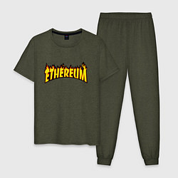 Пижама хлопковая мужская ETHEREUM x THRASHER, цвет: меланж-хаки