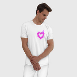Пижама хлопковая мужская Розовое Огненное Сердце, цвет: белый — фото 2