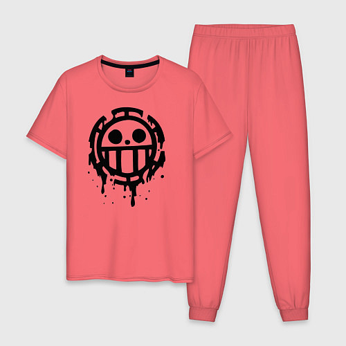 Мужская пижама One Piece знак черной краской / Коралловый – фото 1