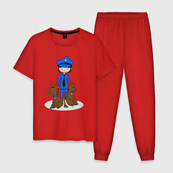 Пижама хлопковая мужская ПОЛИЦИЯ POLICE Z, цвет: красный