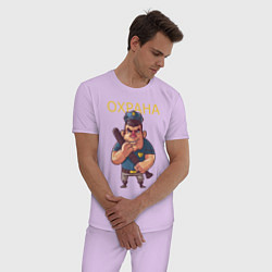 Пижама хлопковая мужская ОХРАНА SECURITY Z цвета лаванда — фото 2