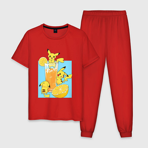 Мужская пижама Пикачу в лимонаде / Красный – фото 1