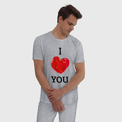 Пижама хлопковая мужская I LOVE YOU HEART Z, цвет: меланж — фото 2