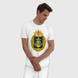 Пижама хлопковая мужская ВМФ КАСПИЙСКАЯ ФЛОТИЛИЯ, цвет: белый — фото 2