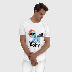 Пижама хлопковая мужская Gangsta pony, цвет: белый — фото 2