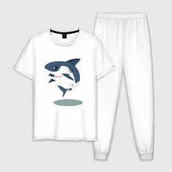 Пижама хлопковая мужская Акуленок, цвет: белый