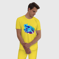 Пижама хлопковая мужская Акула и подводный мир, цвет: желтый — фото 2