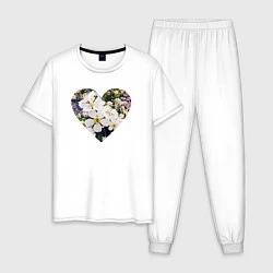 Пижама хлопковая мужская Spring heart, цвет: белый