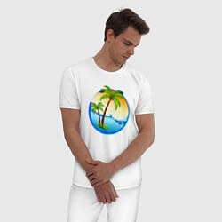 Пижама хлопковая мужская Palm beach, цвет: белый — фото 2