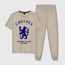 Пижама хлопковая мужская Chelsea Est. 1905 цвета миндальный — фото 1