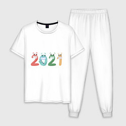 Пижама хлопковая мужская Двадцать первый год, цвет: белый