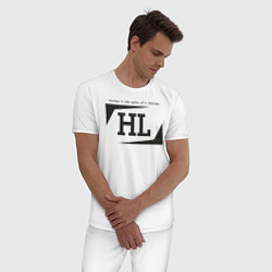 Пижама хлопковая мужская Hockey life HL logo, цвет: белый — фото 2