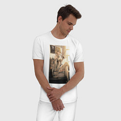 Пижама хлопковая мужская Lumine fan art, цвет: белый — фото 2