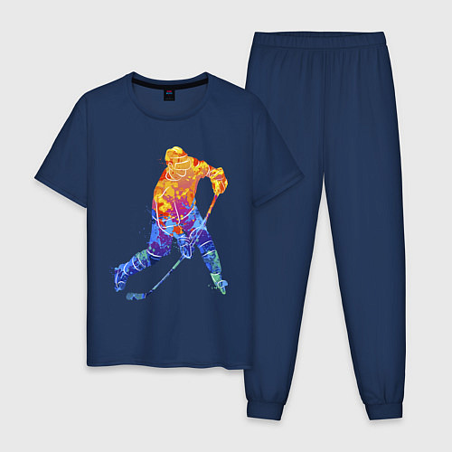 Мужская пижама Хоккеист / Тёмно-синий – фото 1