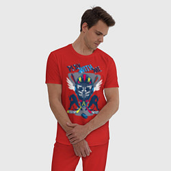 Пижама хлопковая мужская Хоккей, цвет: красный — фото 2