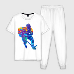 Пижама хлопковая мужская Хоккеист, цвет: белый