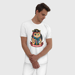 Пижама хлопковая мужская Кот пират, цвет: белый — фото 2