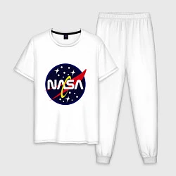 Пижама хлопковая мужская Space NASA, цвет: белый