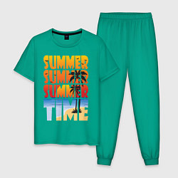 Пижама хлопковая мужская SUMMER TIME, цвет: зеленый
