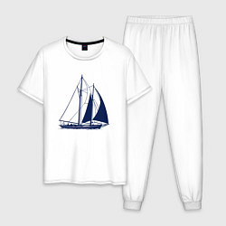 Пижама хлопковая мужская Кораблик, цвет: белый