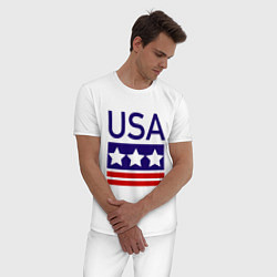 Пижама хлопковая мужская USA, цвет: белый — фото 2