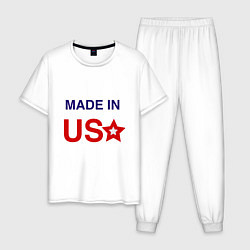 Пижама хлопковая мужская Made in usa, цвет: белый