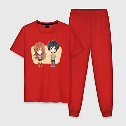 Пижама хлопковая мужская Horimiya, цвет: красный