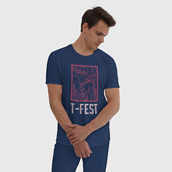 Пижама хлопковая мужская T-FEST цвета тёмно-синий — фото 2