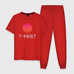 Пижама хлопковая мужская T-Fest, цвет: красный