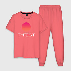 Пижама хлопковая мужская T-Fest, цвет: коралловый