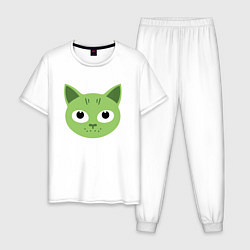 Пижама хлопковая мужская Green Cat, цвет: белый