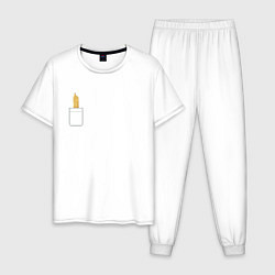 Пижама хлопковая мужская Кошачья лапка в кармане 01, цвет: белый