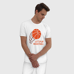Пижама хлопковая мужская Play Basketball, цвет: белый — фото 2