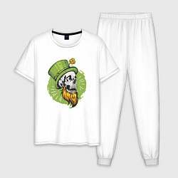 Пижама хлопковая мужская Череп в стиле Святого Патрика, цвет: белый