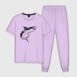 Пижама хлопковая мужская Акула, цвет: лаванда