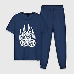 Пижама хлопковая мужская Символ Велеса Медвежья лапа, цвет: тёмно-синий