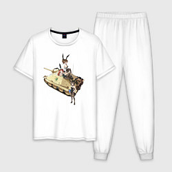 Пижама хлопковая мужская Хетцер, Девушки и танки, цвет: белый