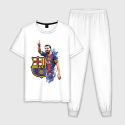 Пижама хлопковая мужская Lionel Messi Barcelona Argentina!, цвет: белый