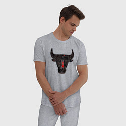 Пижама хлопковая мужская Bulls - Jordan, цвет: меланж — фото 2