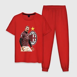 Пижама хлопковая мужская Zlatan Ibrahimovic Milan Italy, цвет: красный